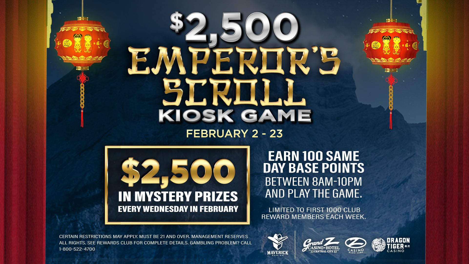 $2,500 Emperor's Scroll Kiosk Game – Grand Z Casino Hotel