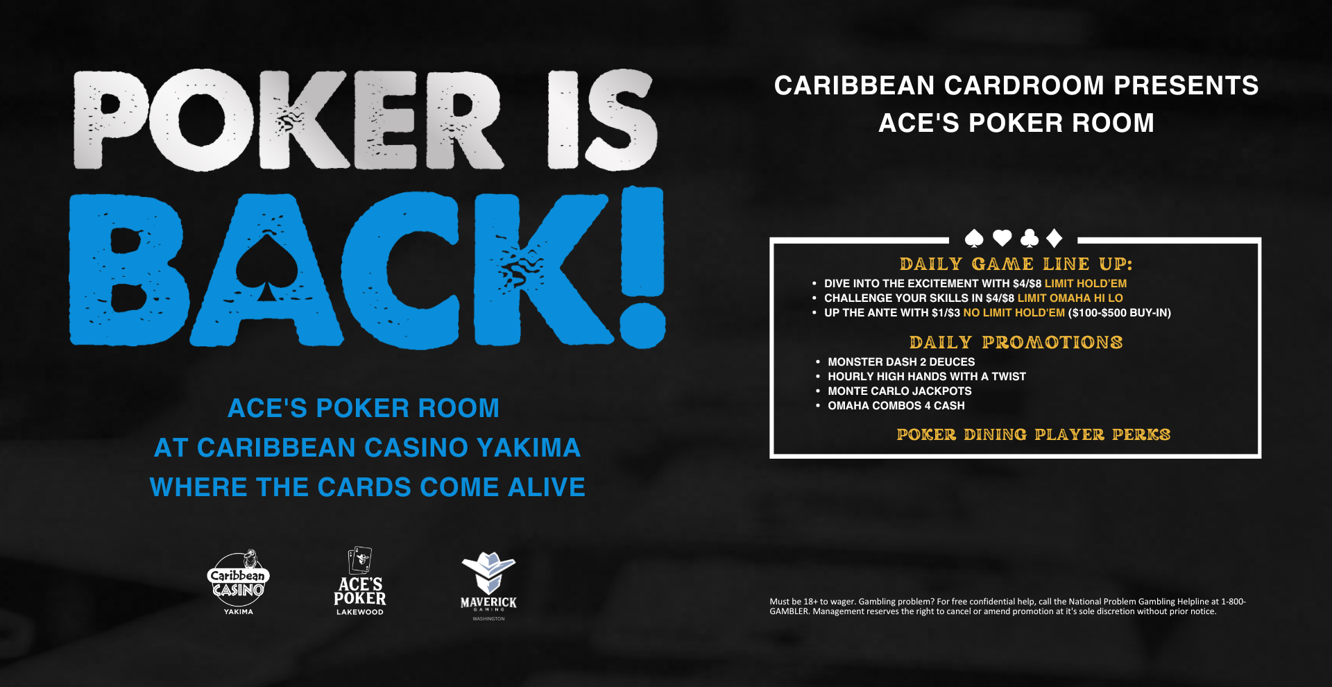 Ace's Poker Caribbean Casino Yakima Maverick Gaming Washington
