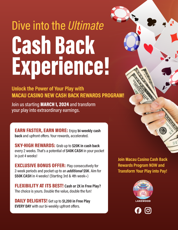 Macau Casino Lakewood, Washington | New Cash Back Program Benefits