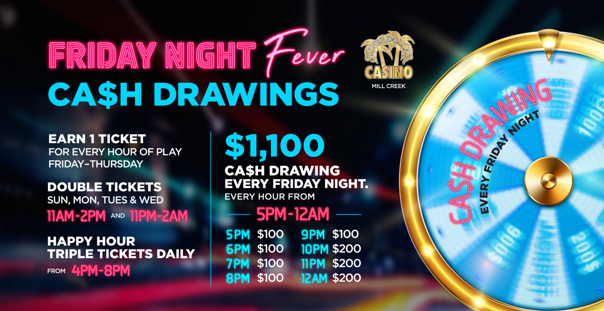 Silver Dollar Casino Mill Creek | Friday Night Fever Cash Drawings