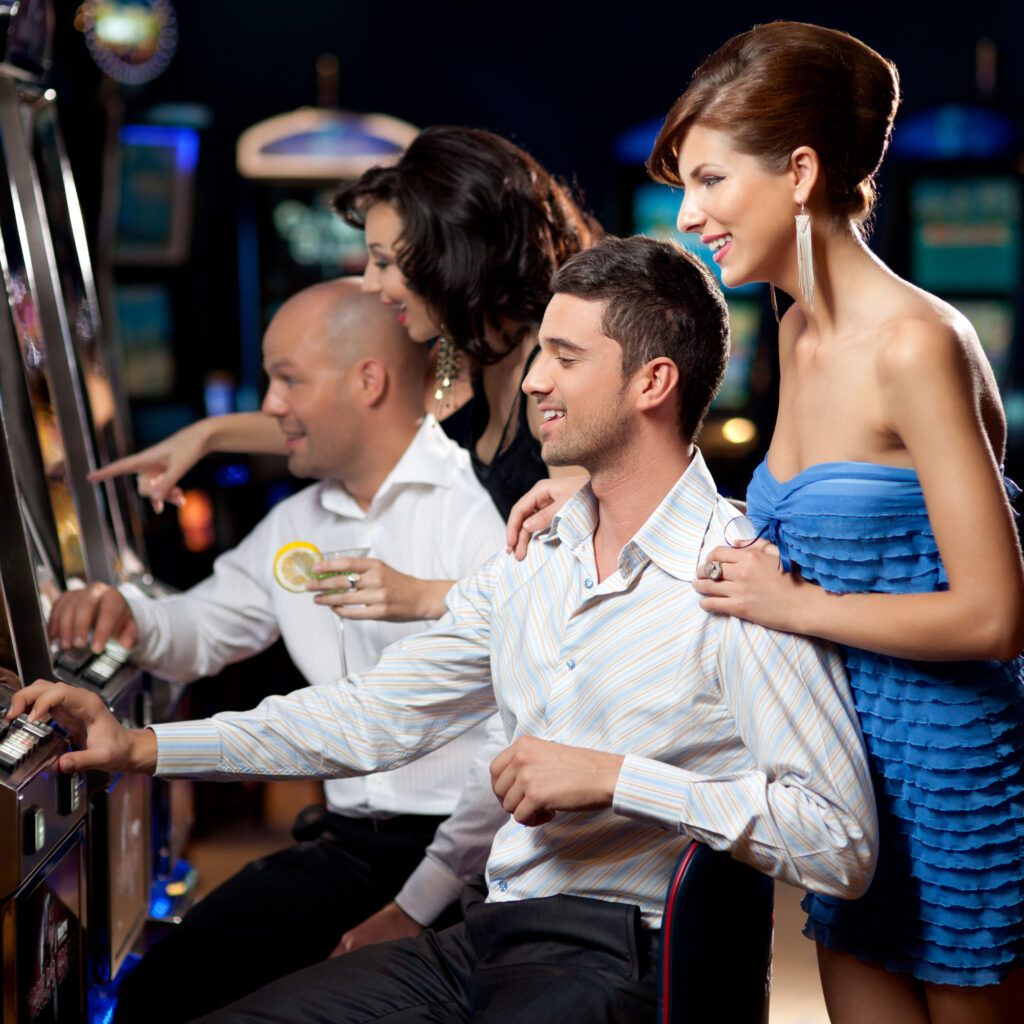 Friends playing the slots